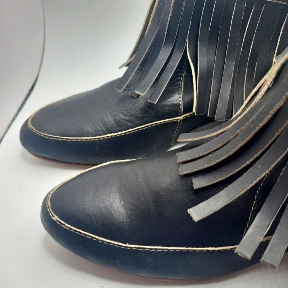 Latigo Anthropologie Jig Adobe Black Leather Fringe 